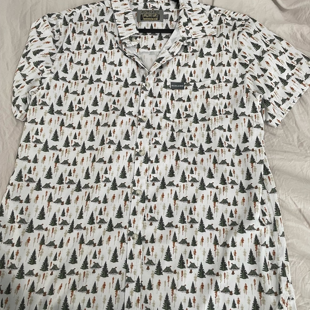 BURLEBO Camping Casual Button Down Shirt